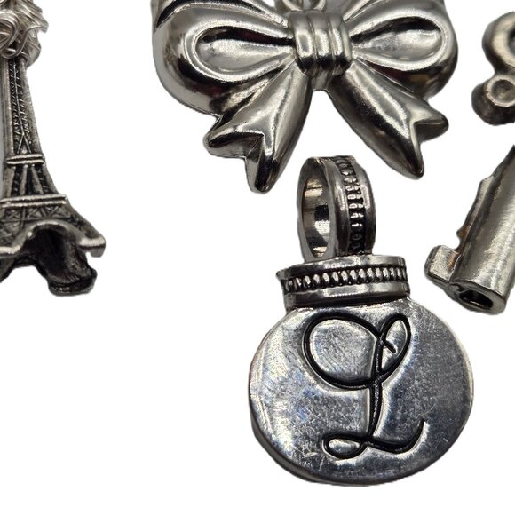 6 Charming Charms Eiffel Tower Bow Keys L  Wishing Well Chow Dog Silver & Gold - Picture 4 of 10
